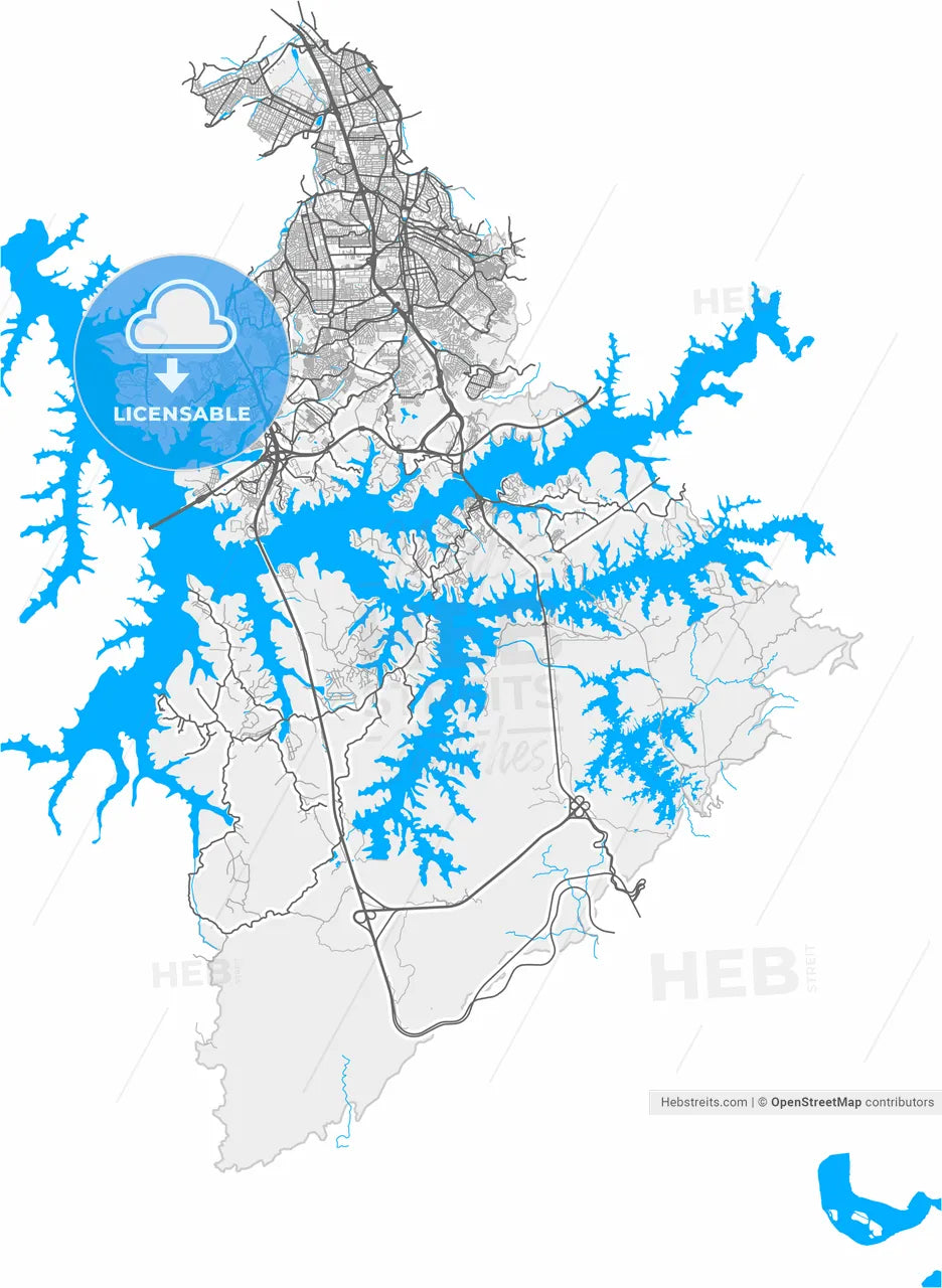 Sao Bernardo do Campo, Brazil, high resolution vector map - Instant download PDF and JPG