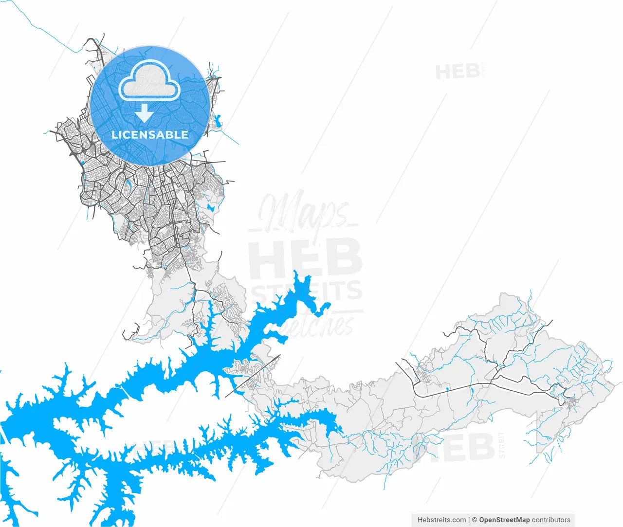 Santo Andre, Brazil, high resolution vector map - Instant download PDF and JPG