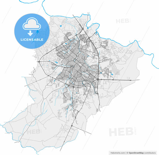 Ribeirao Preto, Brazil, high resolution vector map - Instant download PDF and JPG