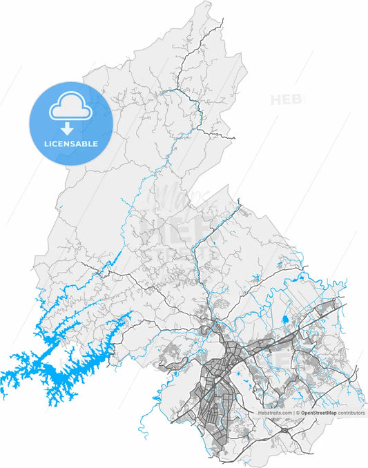 Sao Jose dos Campos, Brazil, high resolution vector map - Instant download PDF and JPG