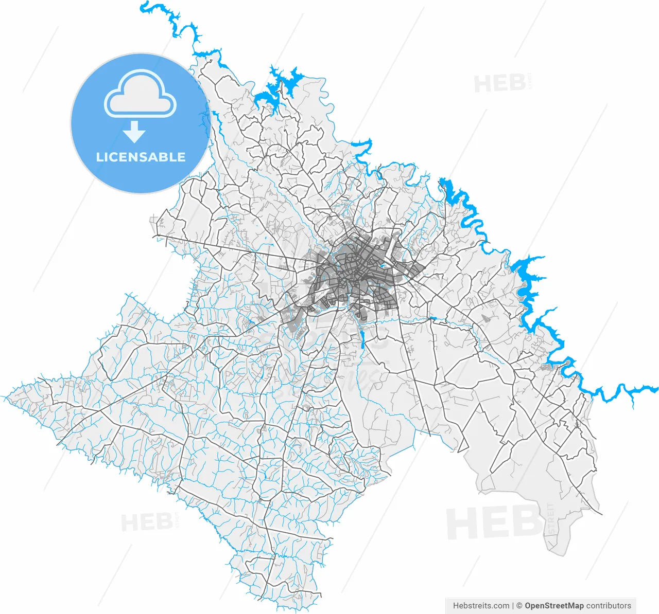 Uberlandia, Brazil, high resolution vector map - Instant download PDF and JPG