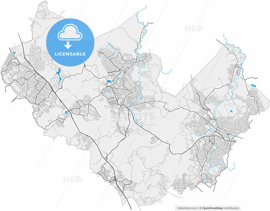 Ribeirao das Neves, Brazil, high resolution vector map - Instant download PDF and JPG