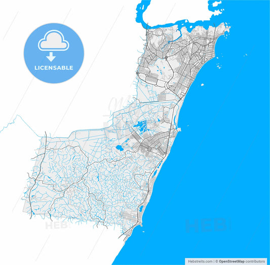 Vila Velha, Brazil, high resolution vector map - Instant download PDF and JPG