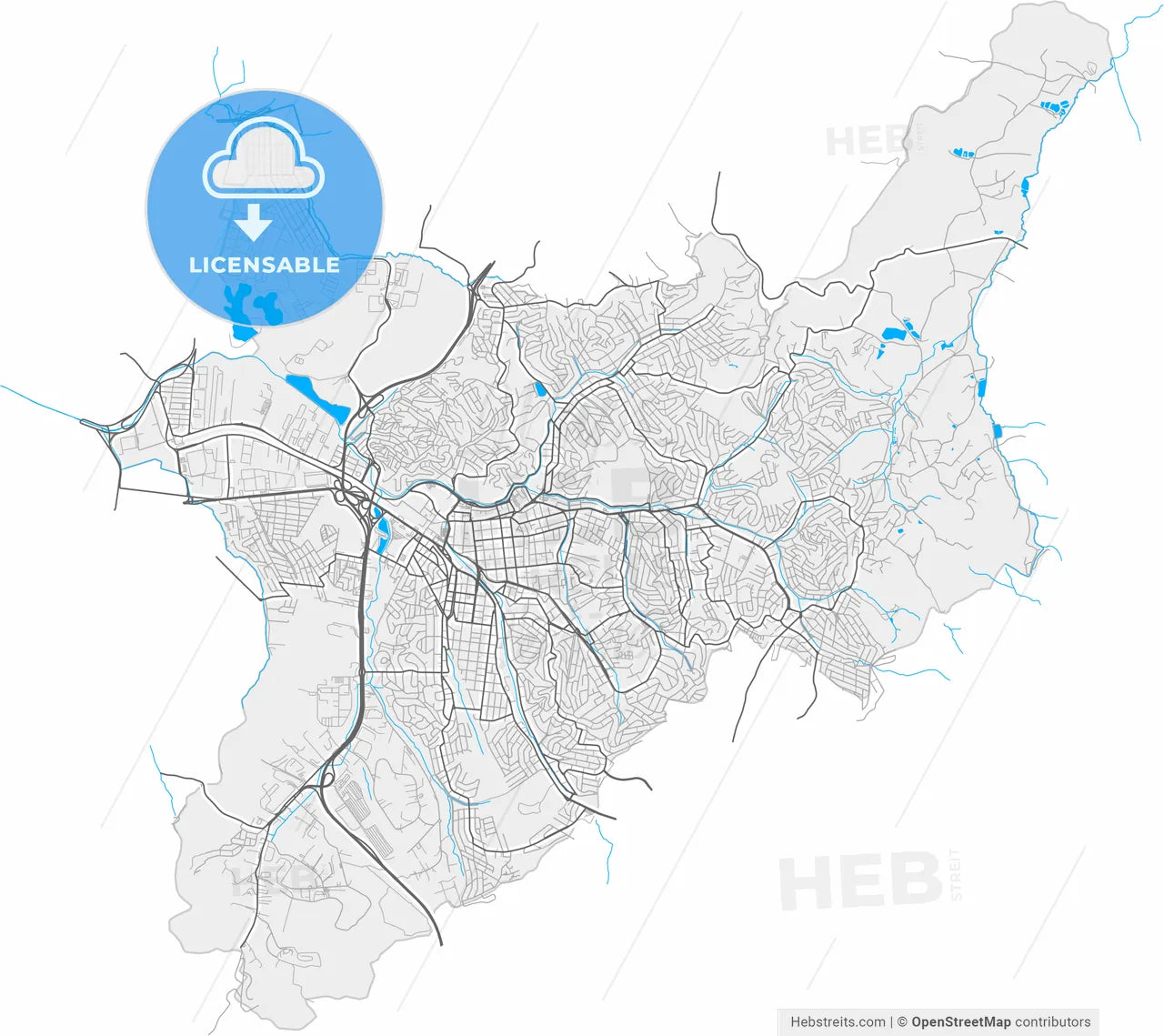 Maua, Brazil, high resolution vector map - Instant download PDF and JPG
