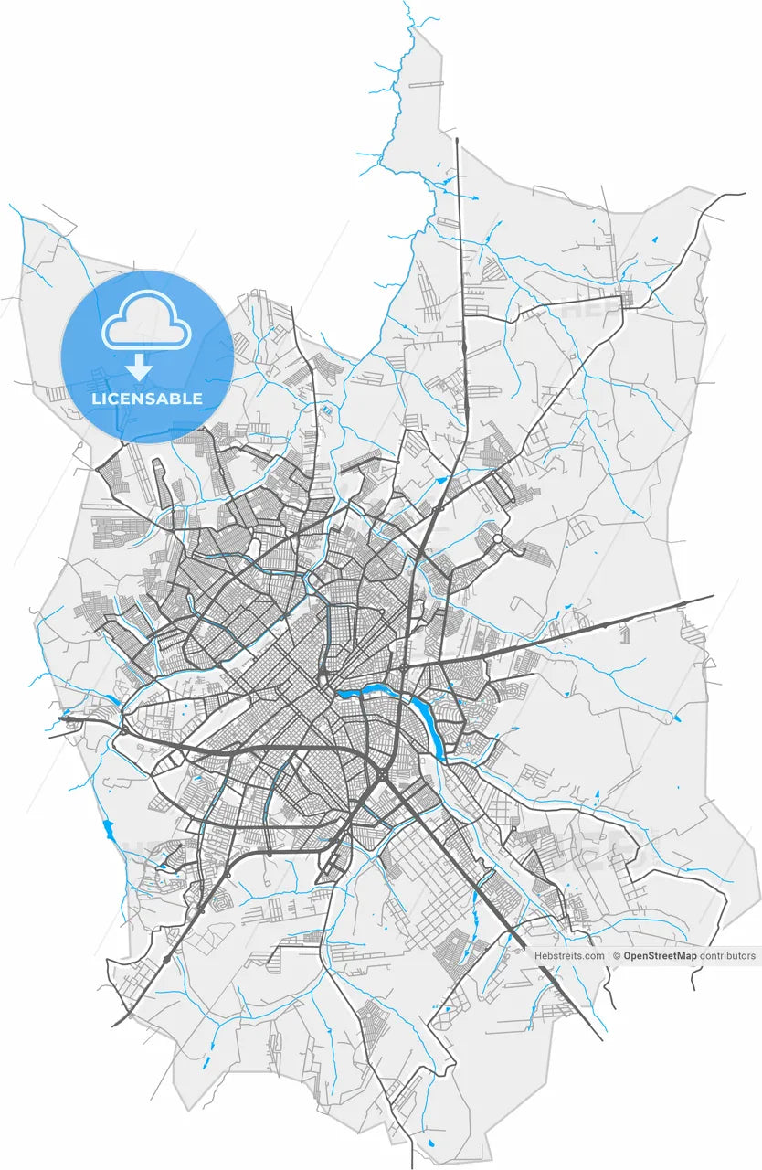Sao Jose do Rio Preto, Brazil, high resolution vector map - Instant download PDF and JPG