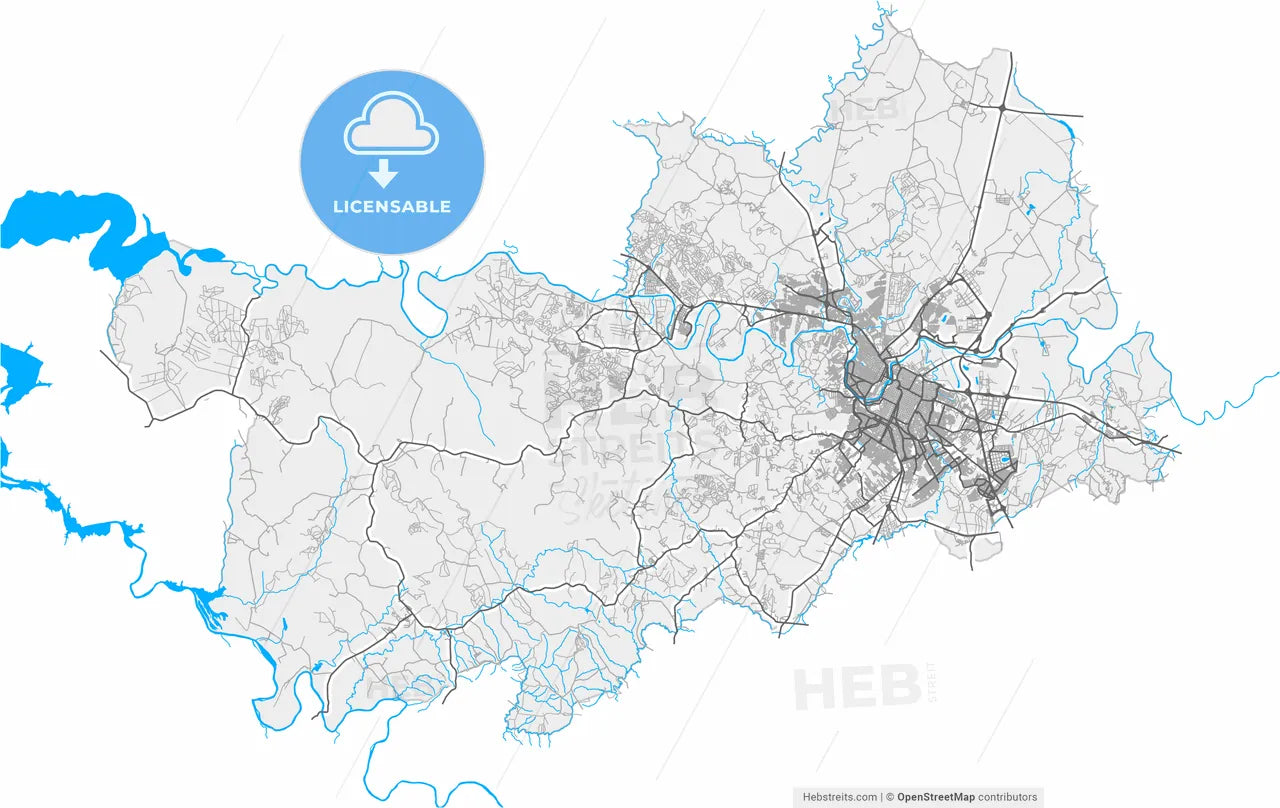 Piracicaba, Brazil, high resolution vector map - Instant download PDF and JPG