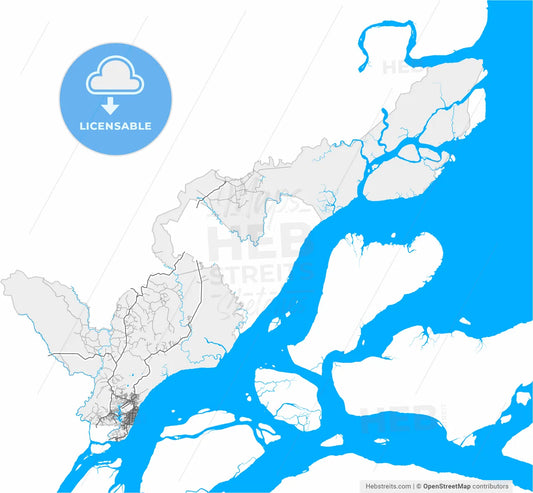 Macapa, Brazil, high resolution vector map - Instant download PDF and JPG