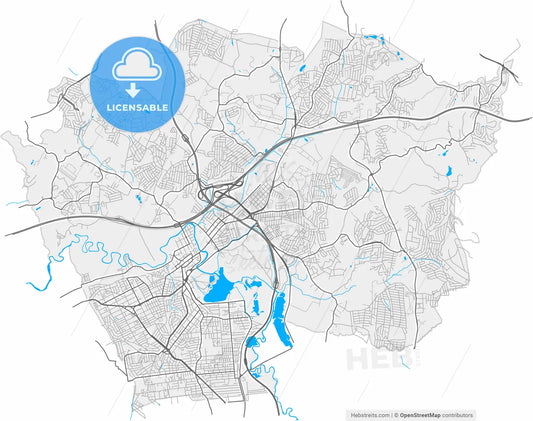 Itaquaquecetuba, Brazil, high resolution vector map - Instant download PDF and JPG