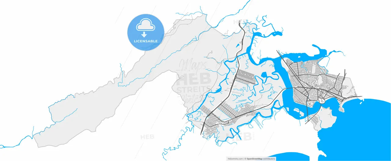 Sao Vicente, Brazil, high resolution vector map - Instant download PDF and JPG