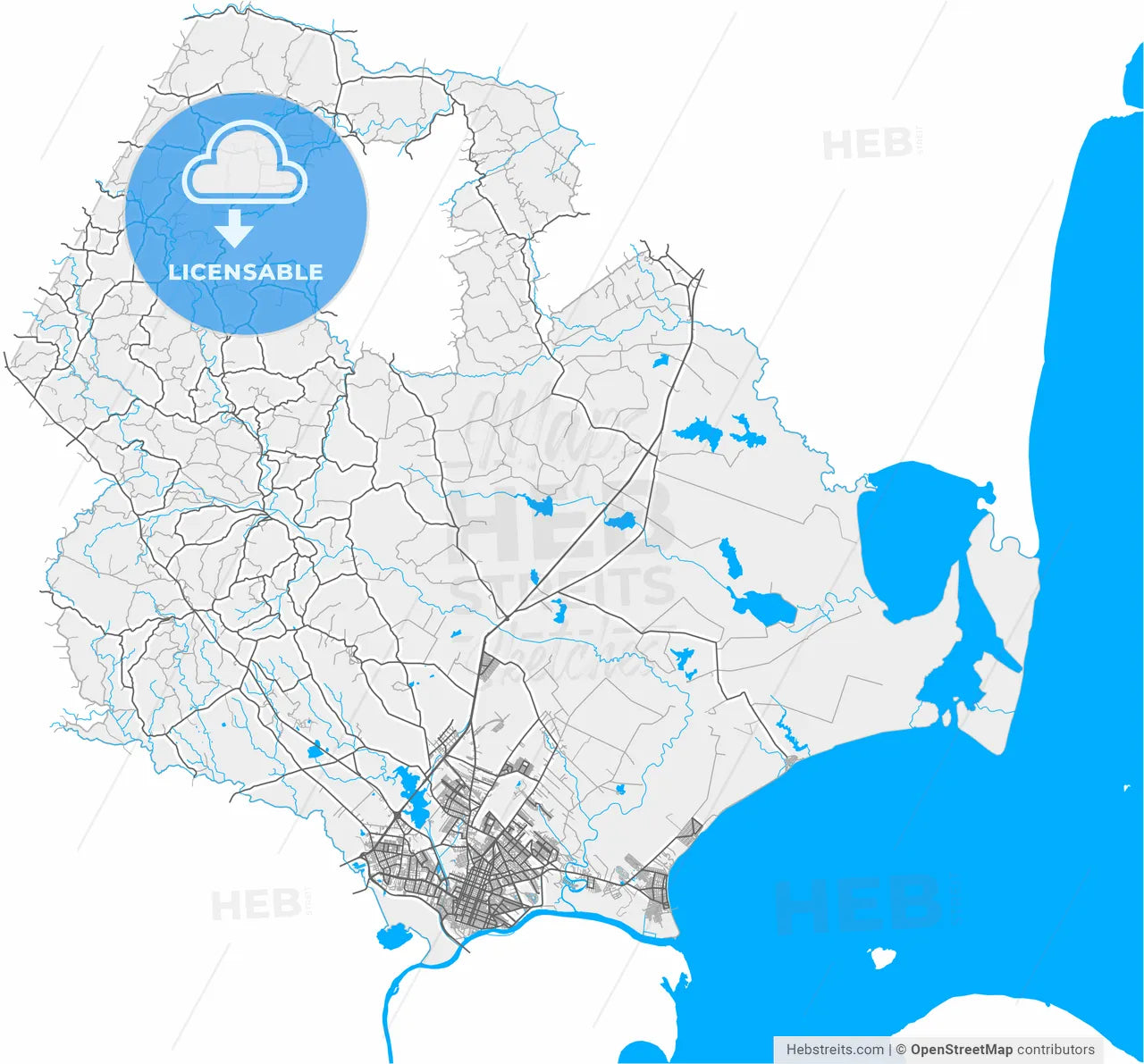Pelotas, Brazil, high resolution vector map - Instant download PDF and JPG