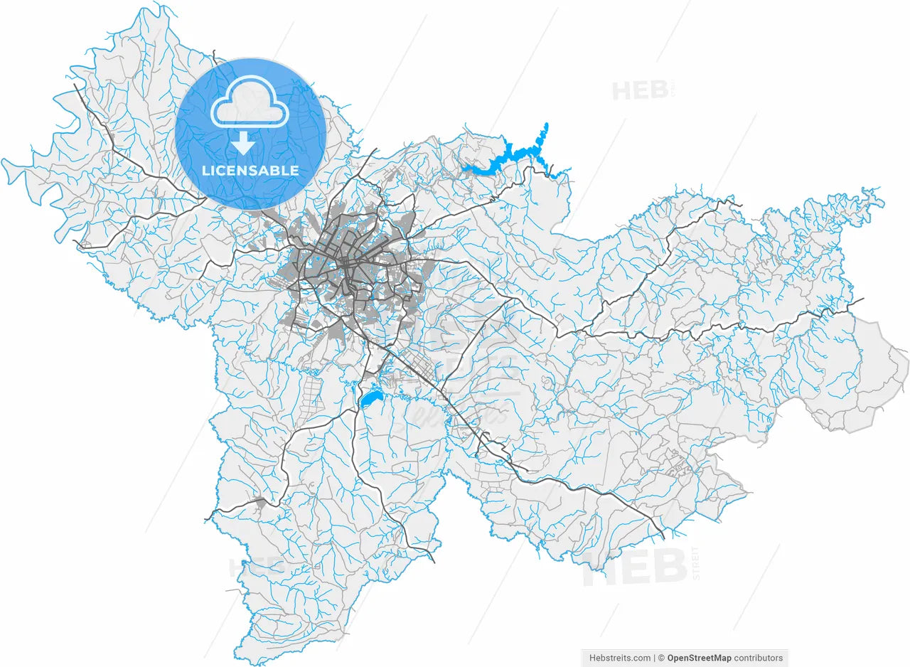 Ponta Grossa, Brazil, high resolution vector map - Instant download PDF and JPG