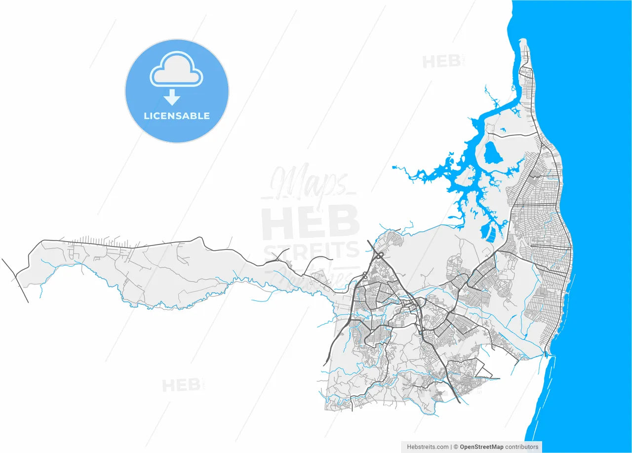 Paulista, Brazil, high resolution vector map - Instant download PDF and JPG