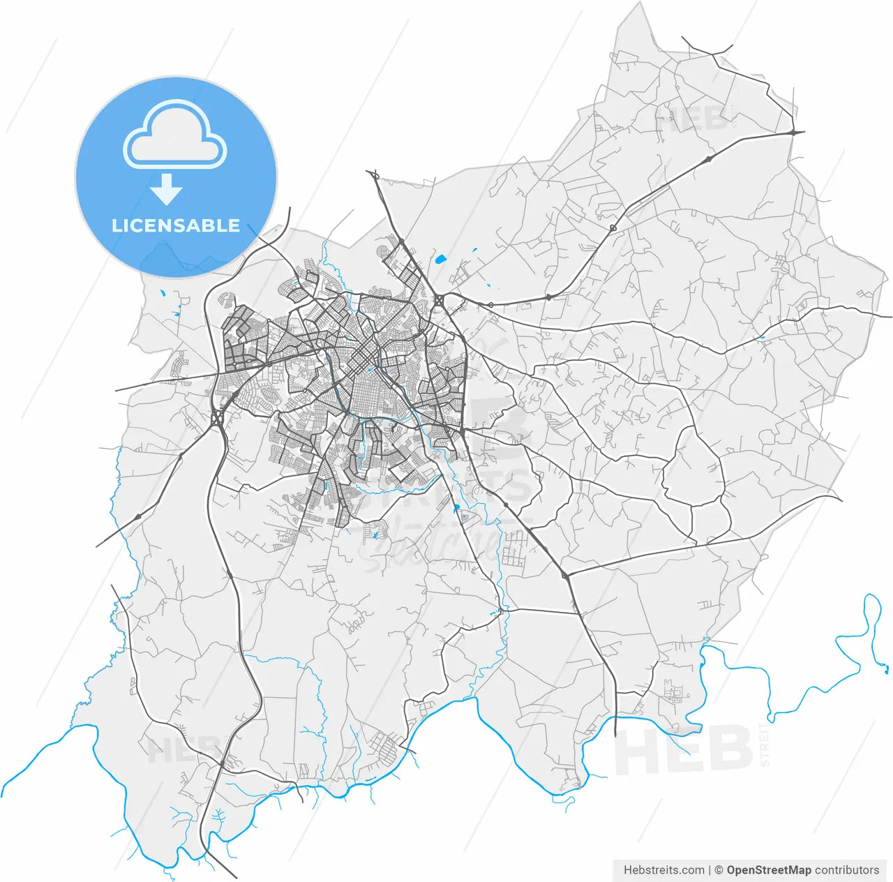 Limeira, Brazil, high resolution vector map - Instant download PDF and JPG
