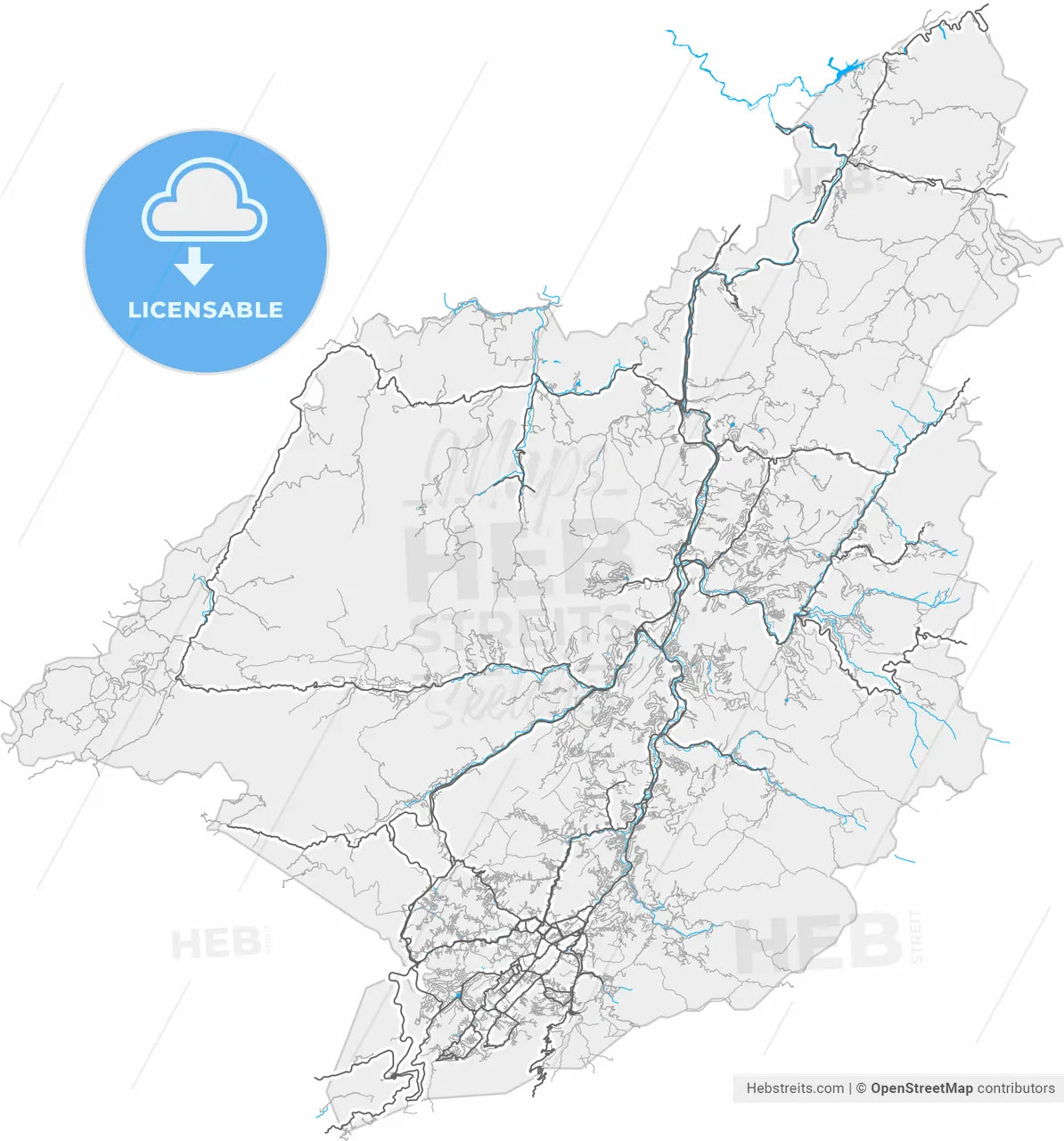Petropolis, Brazil, high resolution vector map - Instant download PDF and JPG