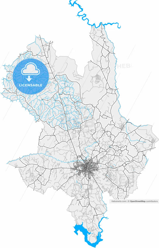 Uberaba, Brazil, high resolution vector map - Instant download PDF and JPG