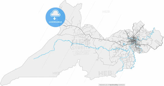 Rio Branco, Brazil, high resolution vector map - Instant download PDF and JPG