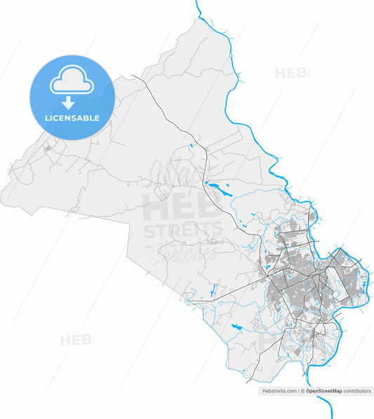 Varzea Grande, Brazil, high resolution vector map - Instant download PDF and JPG