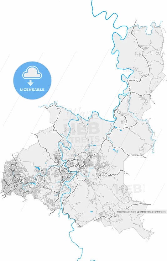 Santa Luzia, Brazil, high resolution vector map - Instant download PDF and JPG