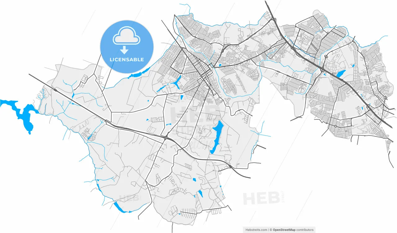 Sumare, Brazil, high resolution vector map - Instant download PDF and JPG