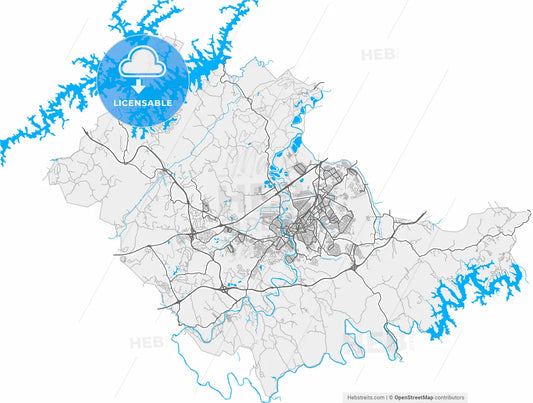 Jacarei, Brazil, high resolution vector map - Instant download PDF and JPG