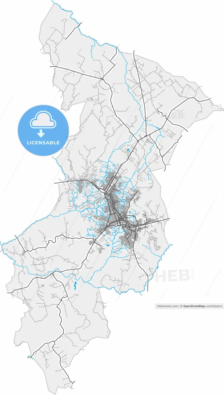 Marilia, Brazil, high resolution vector map - Instant download PDF and JPG