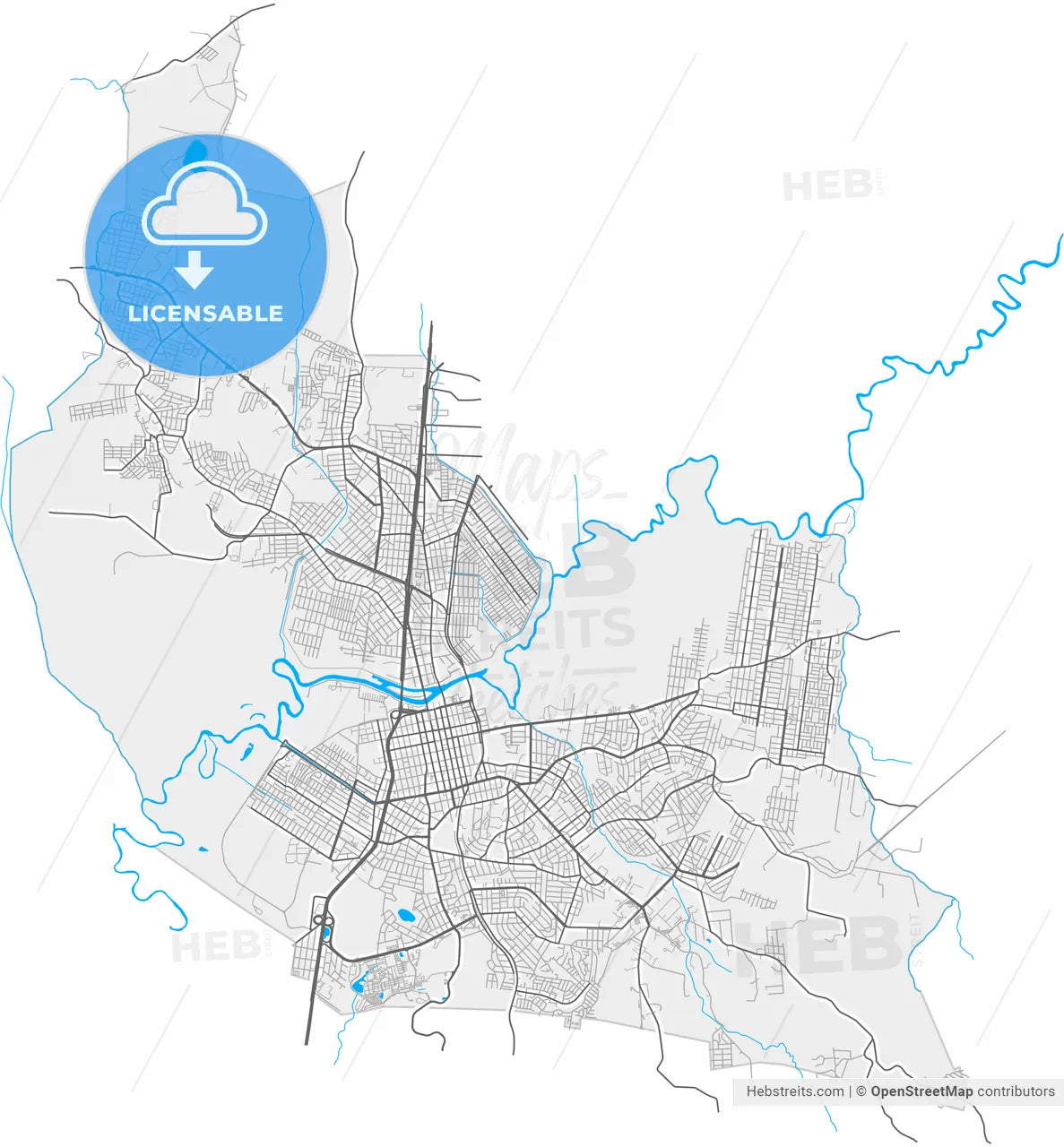 Sao Leopoldo, Brazil, high resolution vector map - Instant download PDF and JPG