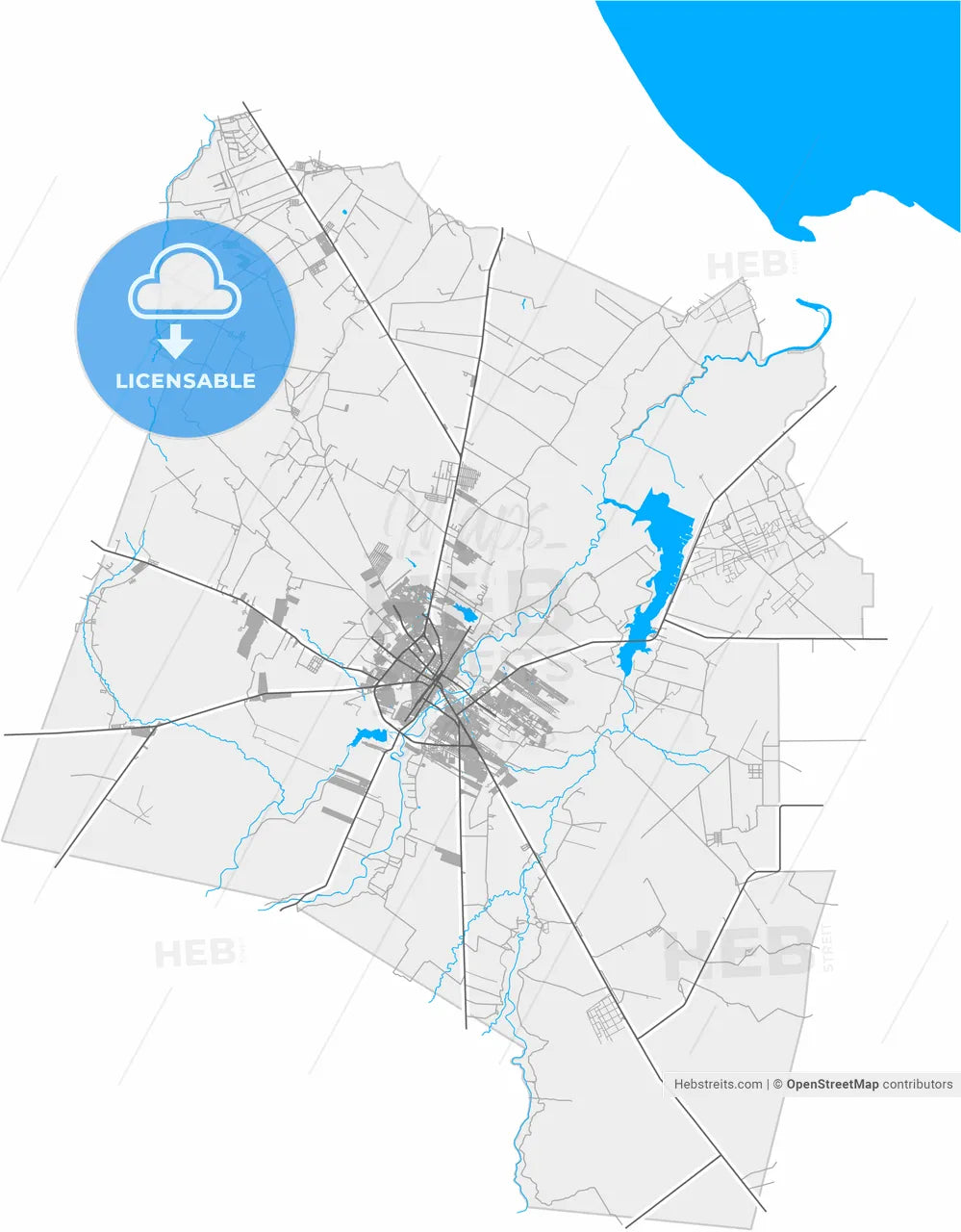 Mossoro, Brazil, high resolution vector map - Instant download PDF and JPG