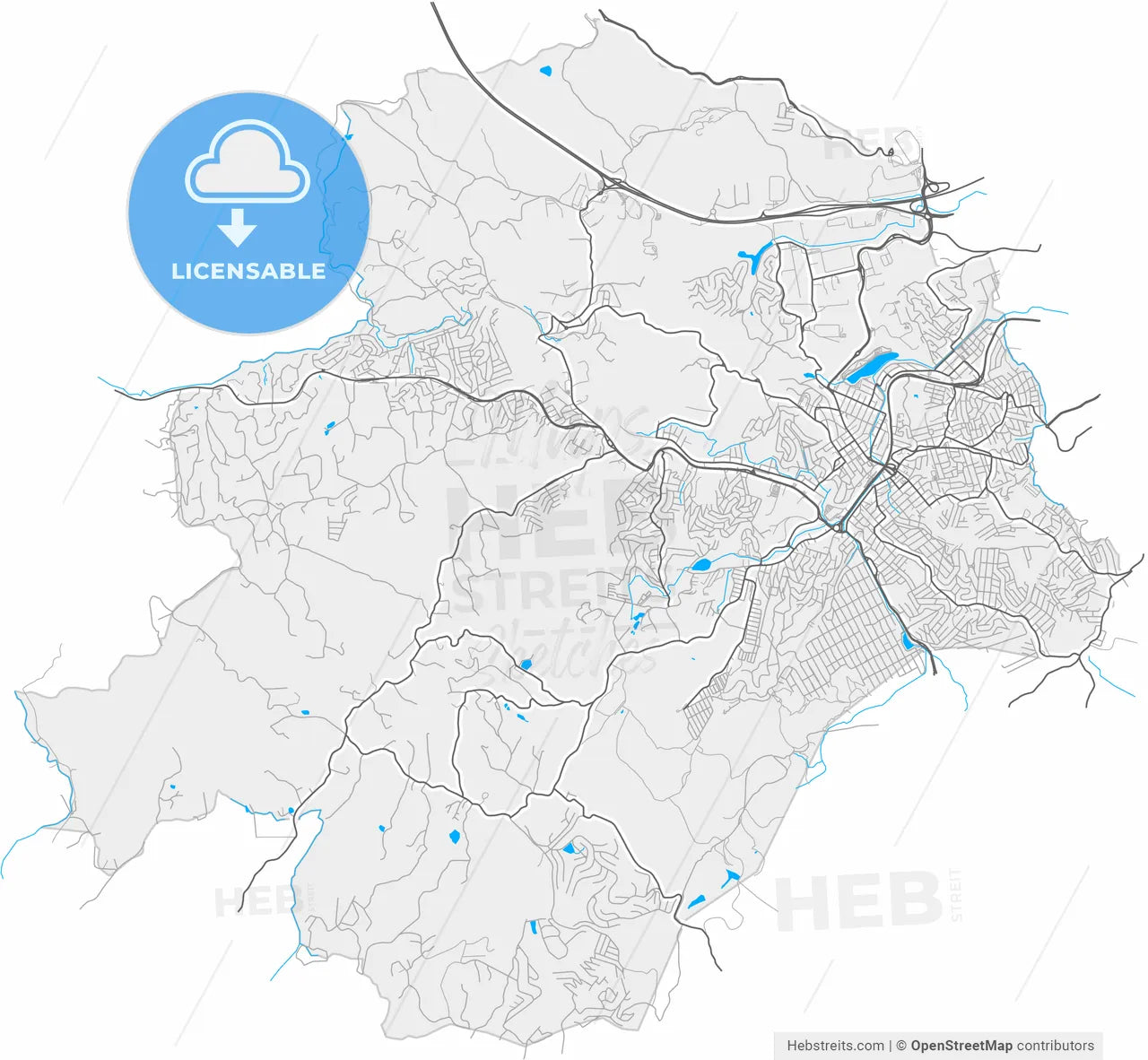 Itapevi, Brazil, high resolution vector map - Instant download PDF and JPG