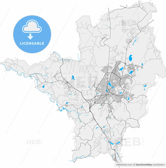 Sete Lagoas, Brazil, high resolution vector map - Instant download PDF and JPG