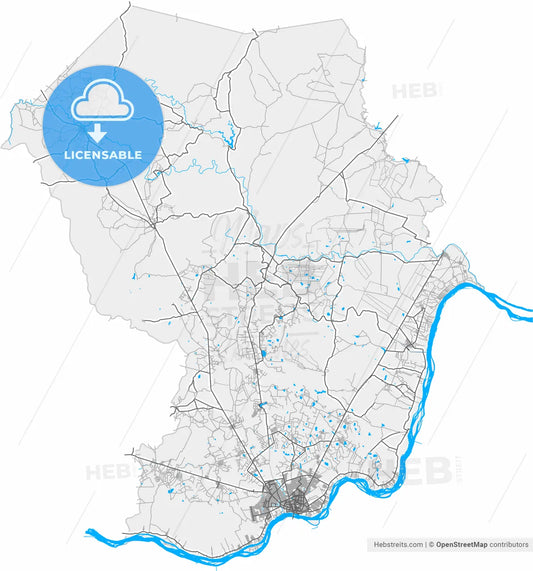 Petrolina, Brazil, high resolution vector map - Instant download PDF and JPG