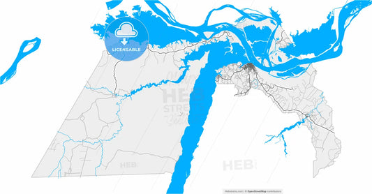 Santarem, Brazil, high resolution vector map - Instant download PDF and JPG