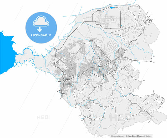 Itaborai, Brazil, high resolution vector map - Instant download PDF and JPG