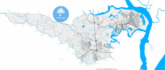 Nossa Senhora do Socorro, Brazil, high resolution vector map - Instant download PDF and JPG