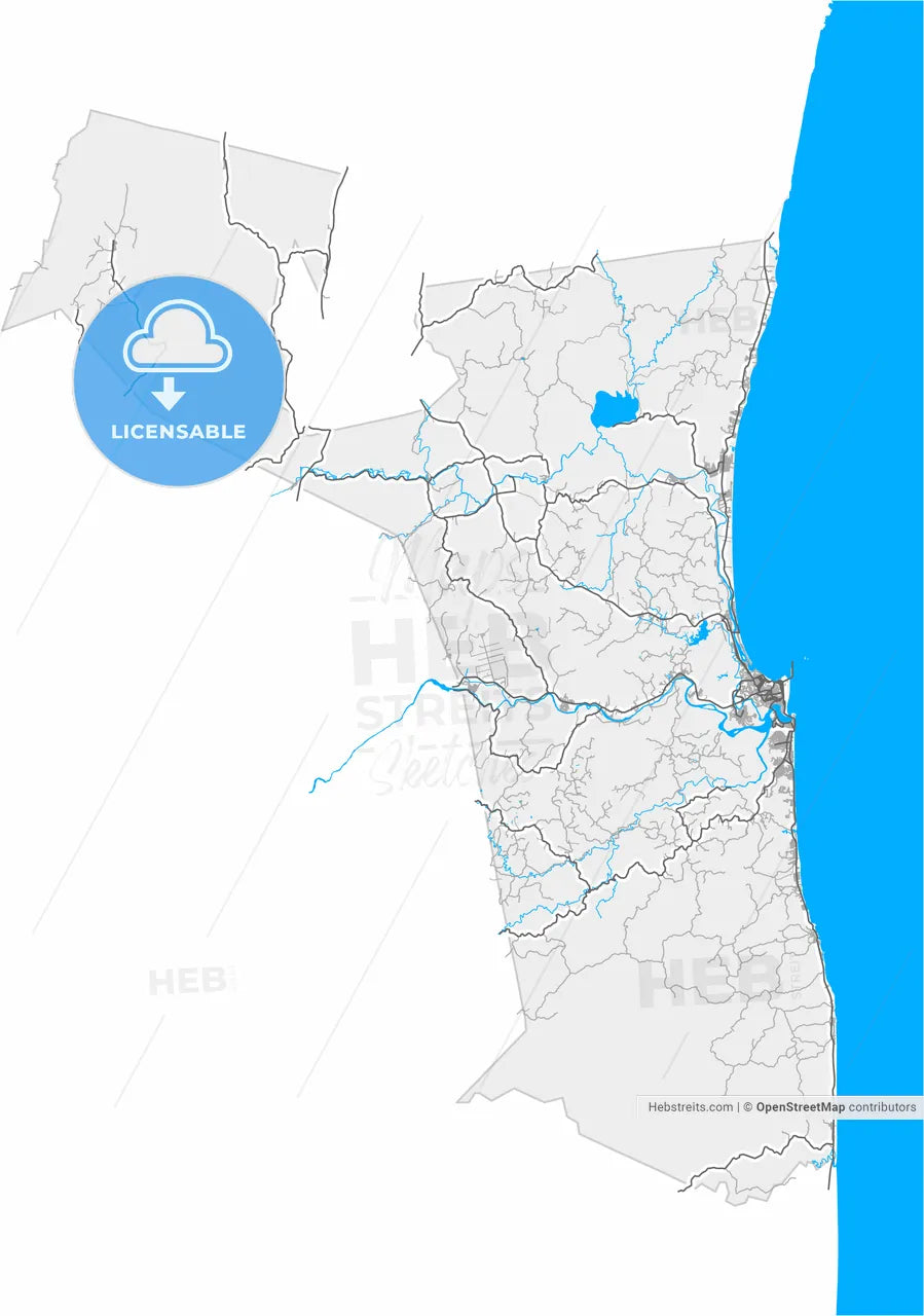 Ilheus, Brazil, high resolution vector map - Instant download PDF and JPG