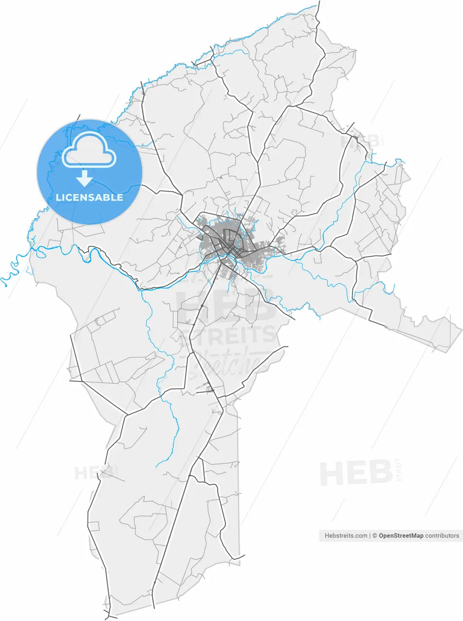 Rondonopolis, Brazil, high resolution vector map - Instant download PDF and JPG