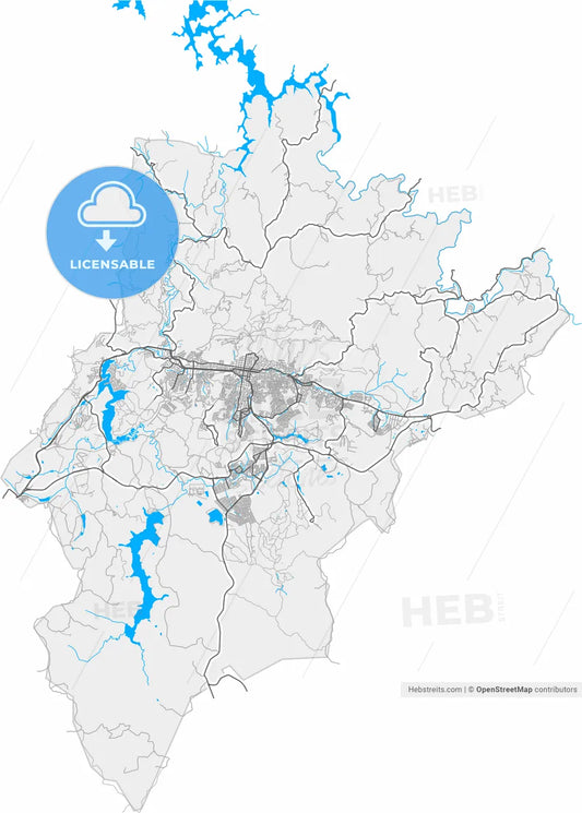 Pocos de Caldas, Brazil, high resolution vector map - Instant download PDF and JPG