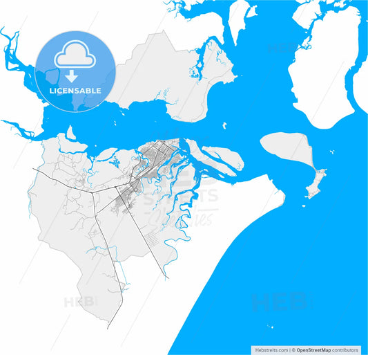 Paranagua, Brazil, high resolution vector map - Instant download PDF and JPG