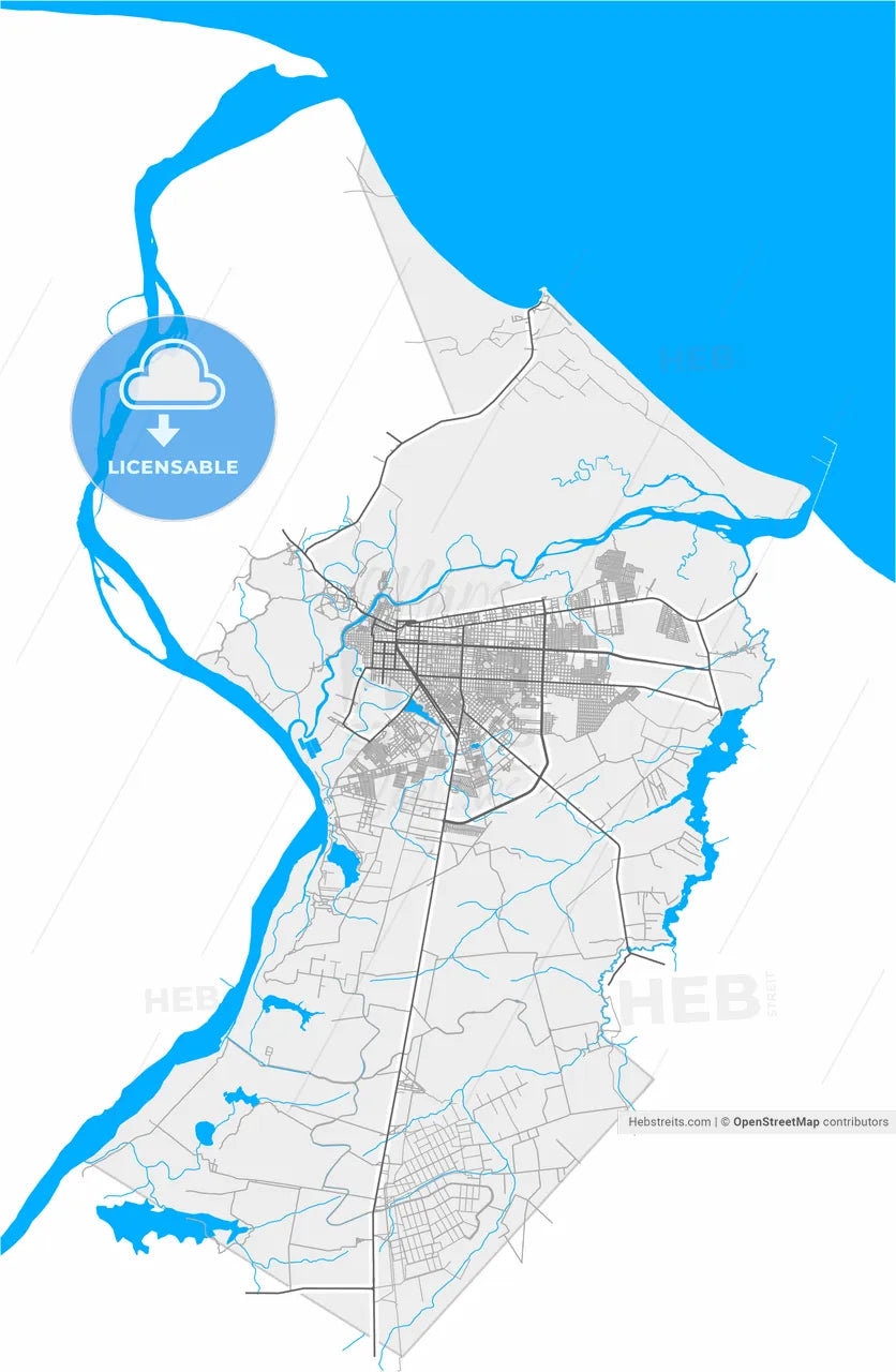 Parnaiba, Brazil, high resolution vector map - Instant download PDF and JPG