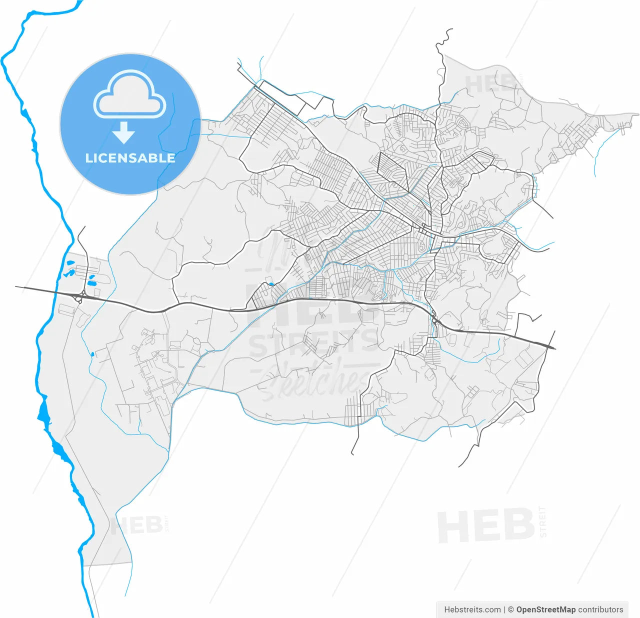 Queimados, Brazil, high resolution vector map - Instant download PDF and JPG