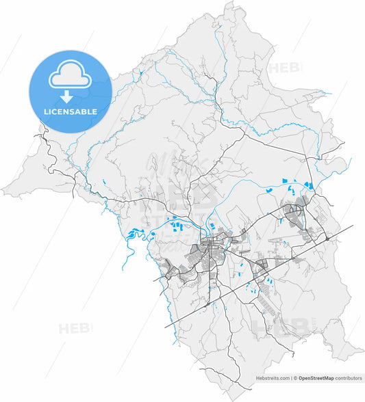 Pindamonhangaba, Brazil, high resolution vector map - Instant download PDF and JPG