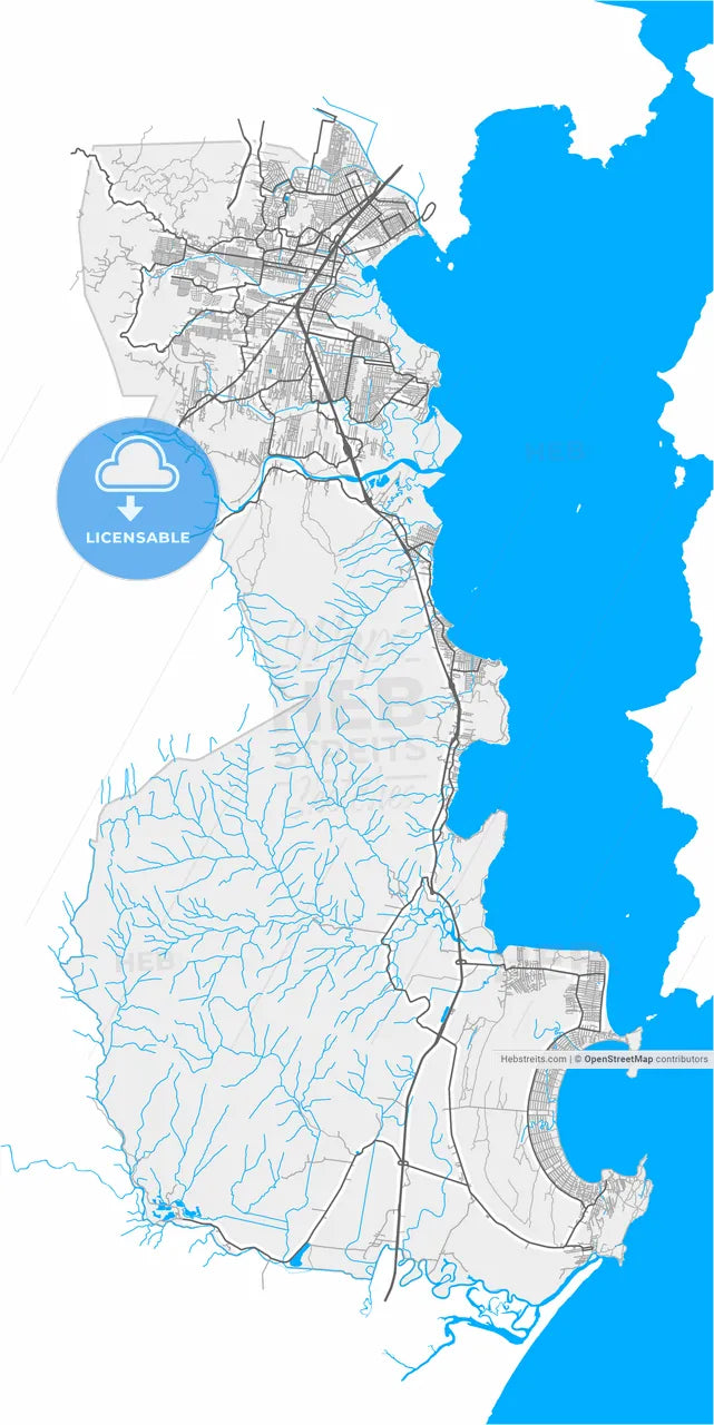 Palhoca, Brazil, high resolution vector map - Instant download PDF and JPG
