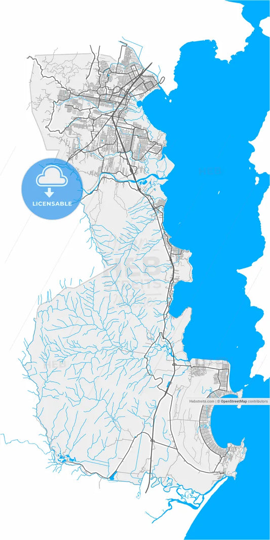 Palhoca, Brazil, high resolution vector map - Instant download PDF and JPG
