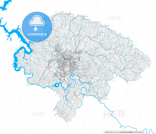 Varginha, Brazil, high resolution vector map - Instant download PDF and JPG