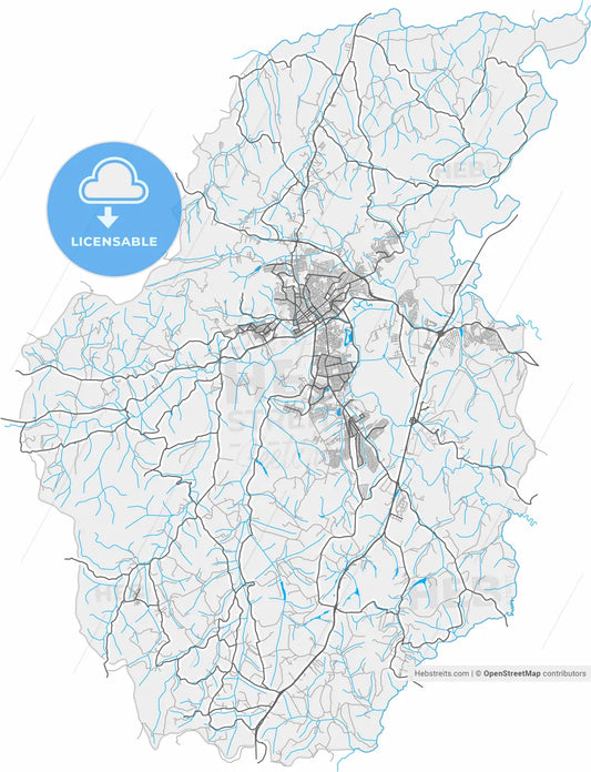 Pouso Alegre, Brazil, high resolution vector map - Instant download PDF and JPG
