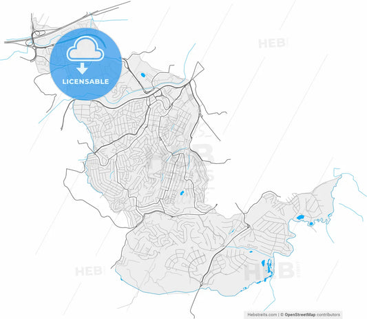 Jandira, Brazil, high resolution vector map - Instant download PDF and JPG