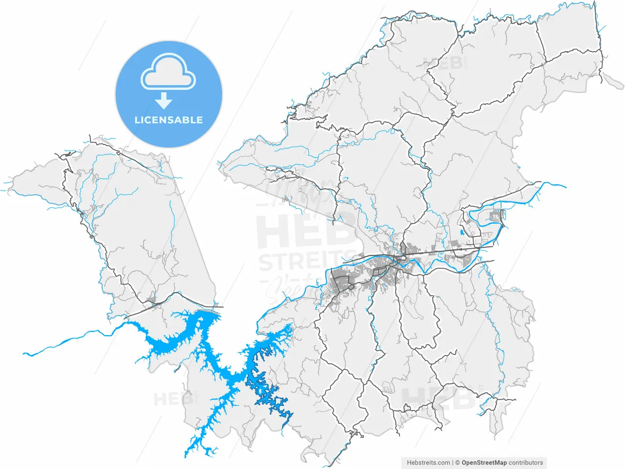 Resende, Brazil, high resolution vector map - Instant download PDF and JPG