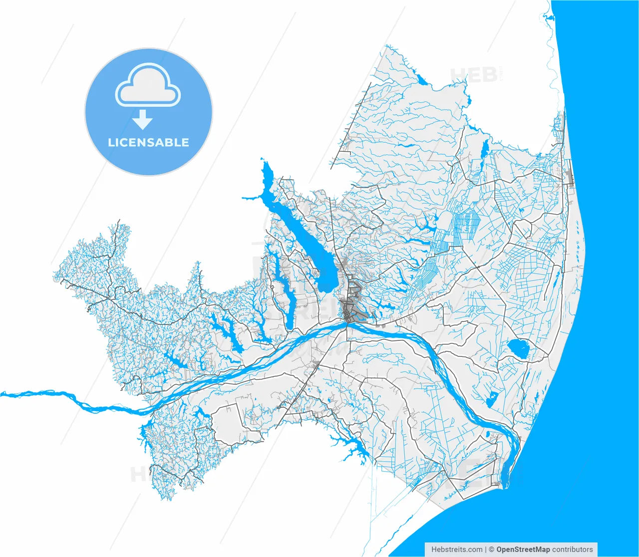 Linhares, Brazil, high resolution vector map - Instant download PDF and JPG