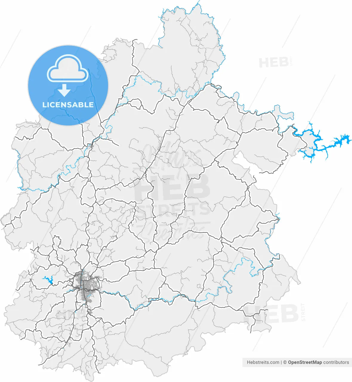 Teofilo Otoni, Brazil, high resolution vector map - Instant download PDF and JPG