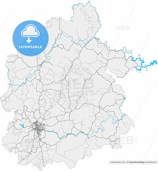 Teofilo Otoni, Brazil, high resolution vector map - Instant download PDF and JPG