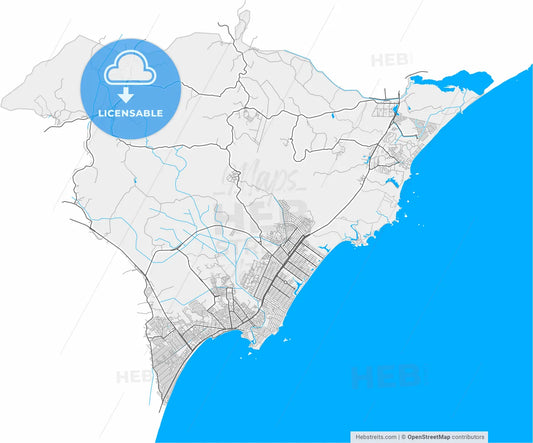 Rio das Ostras, Brazil, high resolution vector map - Instant download PDF and JPG